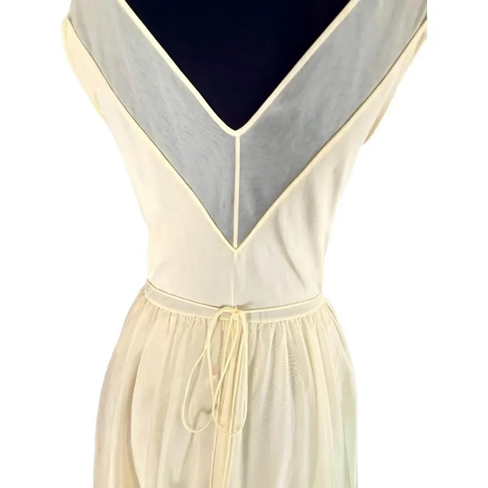 Rare Vintage 1960s Shadowline Butter Yellow Nylon Nightgown Full Skirt XS - Picture 6 of 14